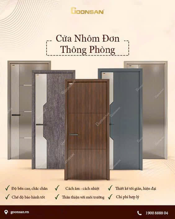 Cửa nhôm đơn thông phòng - Công Ty Cổ Phần Sản Xuất Và Thương Mại Xuất Nhập Khẩu Goonsan